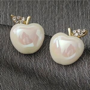 White Apple Stud Earrings
